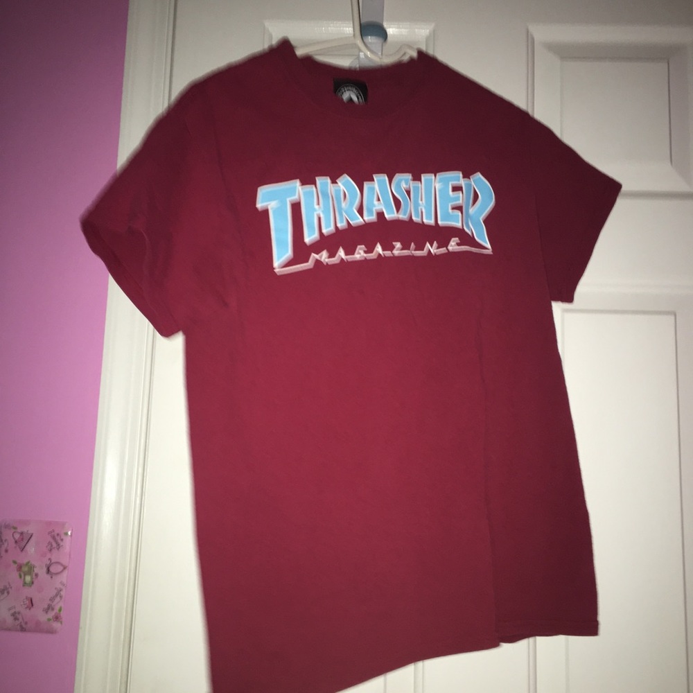 Red and Light Blue Thrasher Shirt